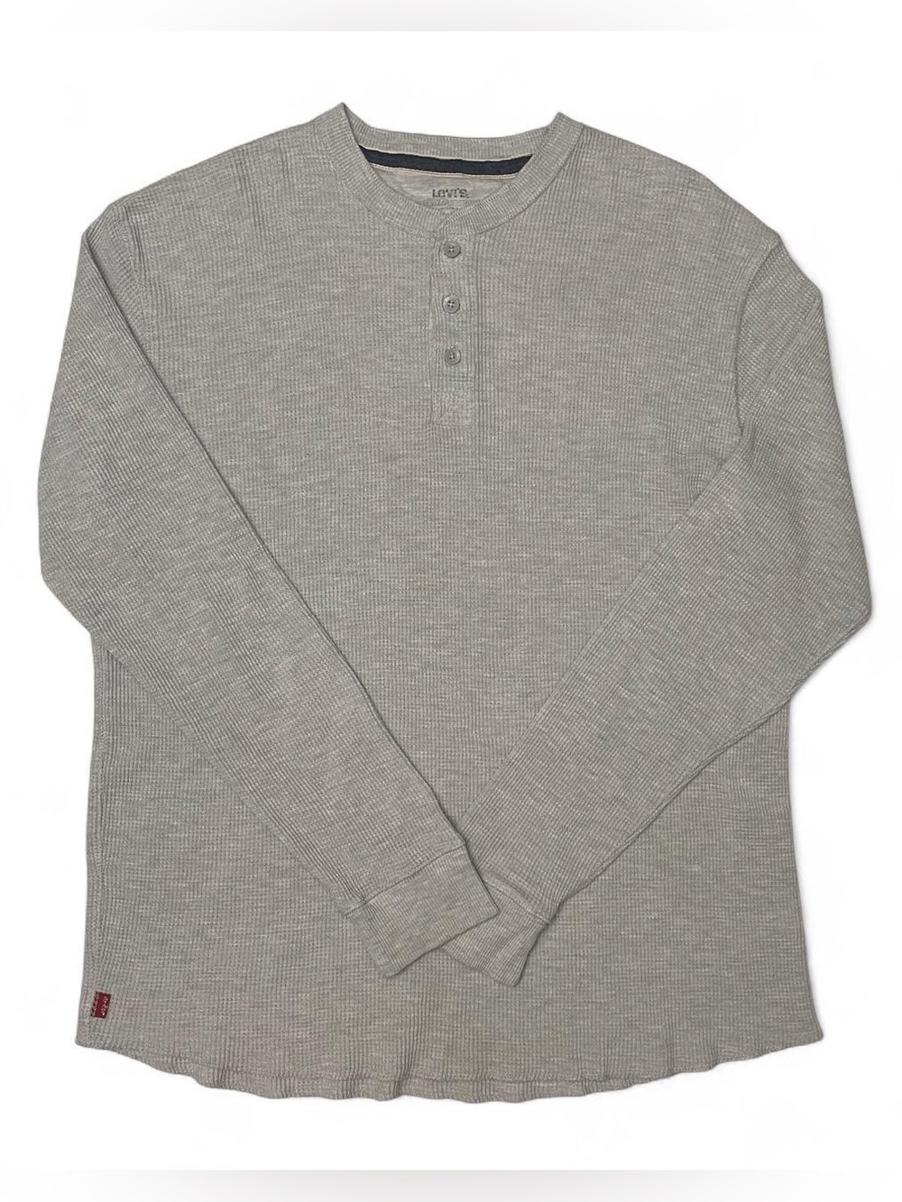 Men's Levi's Gray Waffle Knit Long Sleeve Henley Shirt XXL | Normcore Grunge